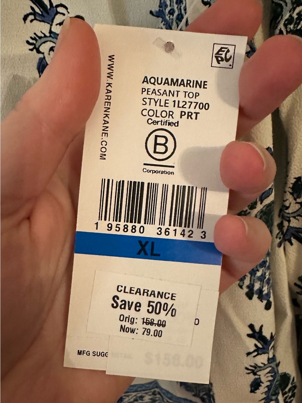 NWT Aquamarine Peasant Blouse Size XL by Karen Kane - Picture 8 of 10